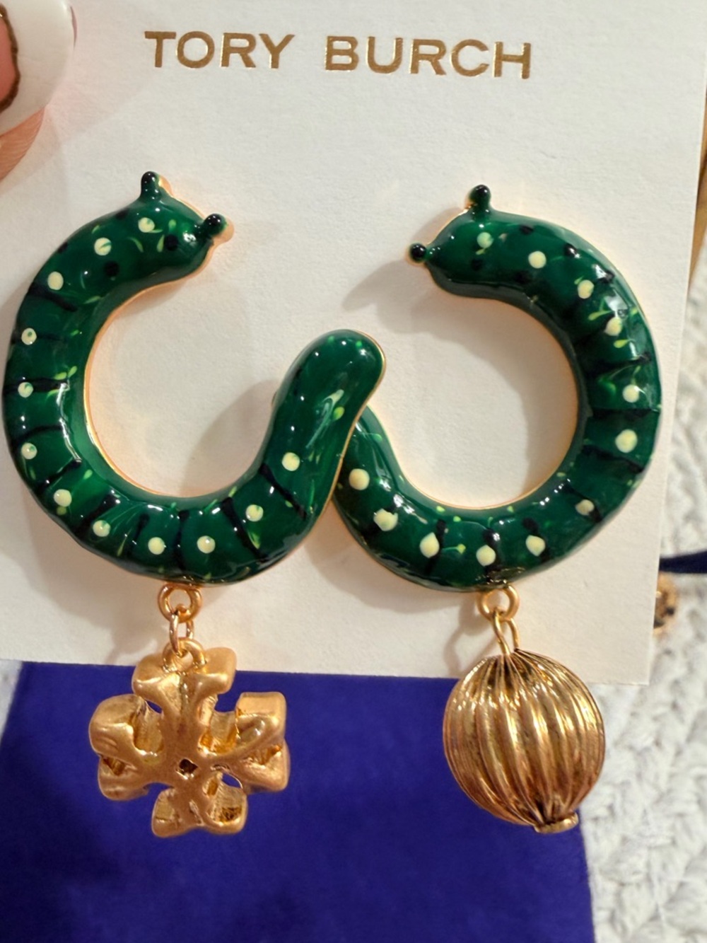 Tory Burch Caterpillar Mismatched Drop Earrings - NEW + TB Dustie ✨